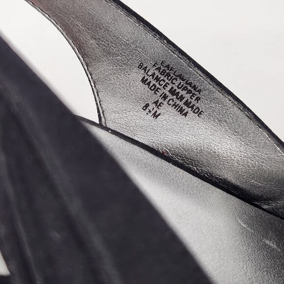 Enzo Angiolini Satin Sling Back Pointed Toe Pearl Pump Heels Womens 8.5M Black - Picture 9 of 10